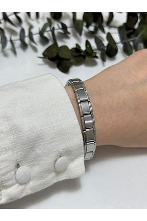 دستبند استیل (فولاد) طوسی زنانه استیل (فولاد) haslet - کد 927997836