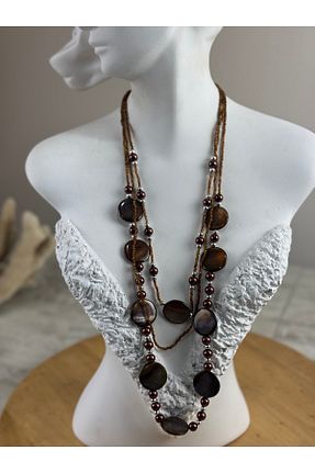 گردنبند جواهر بژ زنانه سنگ SEDEF TAKI - کد 928916019