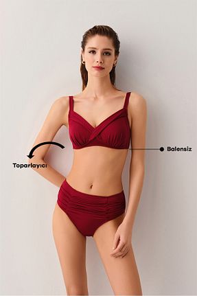 بالاتنه بیکینی زرشکی زنانه ساده Suwen - کد 920750945