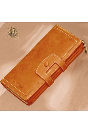 کیف پول نارنجی زنانه ابعاد بزرگ Laorentou - کد 928936961