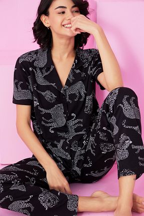 ست لباس راحتی مشکی زنانه Kalp Siyah İnci - کد 928940895
