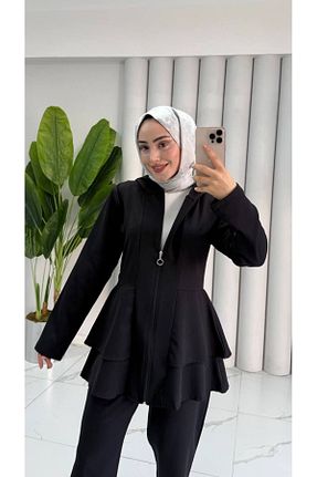 ست بالاتنه و پائین تنه حجاب مشکی زنانه رگولار Wual giyim - کد 928963011