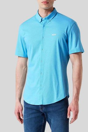 پیراهن آبی مردانه یقه پیراهنی Hugo Boss - کد 928961924