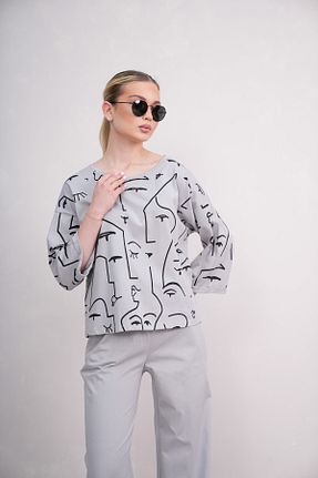 ست بالاتنه و پائین تنه طوسی زنانه بافت PONÇİK - کد 928972718