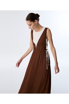 لباس قهوه ای زنانه بافتنی Twist - کد 929002257