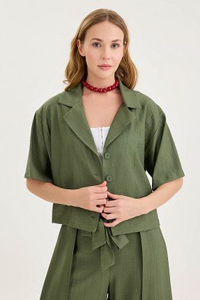 پیراهن خاکی زنانه کراپ Vitrin - کد 929001091