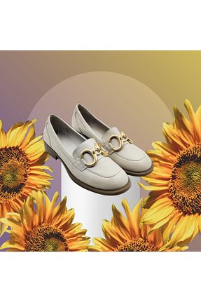 کفش کژوال طوسی زنانه چرم خالص Escarpinshoes - کد 924355386