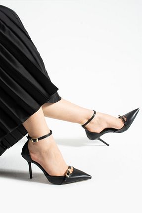 کفش استایلیتو مشکی پاشنه نازک Güllü Shoes - کد 929001657