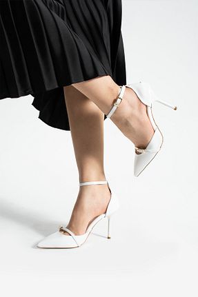 کفش استایلیتو سفید پاشنه نازک Güllü Shoes - کد 929023870