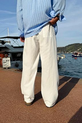 شلوار سفید مردانه کتان Flaw Wear - کد 929020600