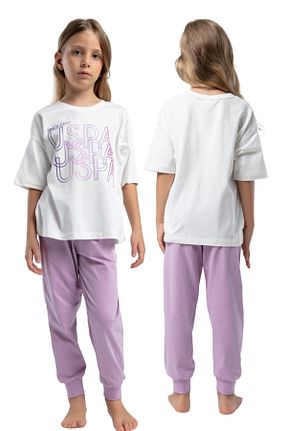 ست بالاتنه و پائین تنه سفید بچه گانه بافت U.S. Polo Assn. - کد 929198299