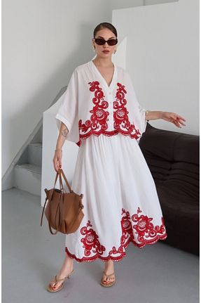 ست بالاتنه و پائین تنه زرشکی زنانه بافتنی Laluvia - کد 929027970