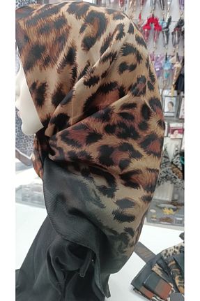 روسری قهوه ای پنبه ای scarfella - کد 929050819
