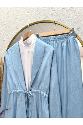 ست بالاتنه و پائین تنه حجاب آبی رگولار Ebrar Store - کد 929049144