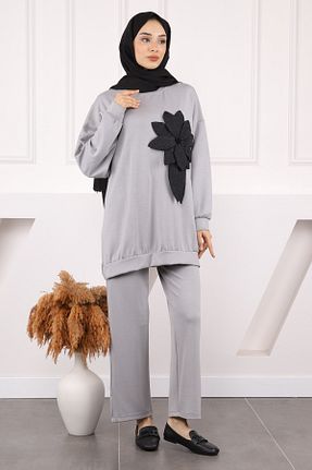 ست بالاتنه و پائین تنه حجاب طوسی زنانه رگولار İmajButik - کد 929054647
