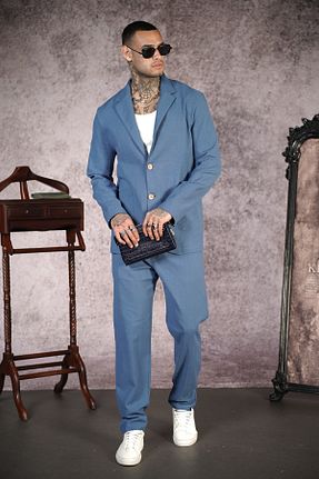 ست بالاتنه و پائین تنه آبی مردانه بافتنی Butik - کد 929047965
