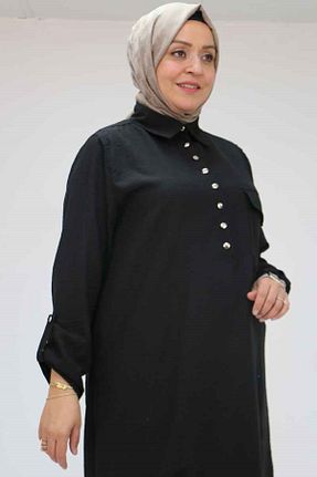 تونیک سایز بزرگ مشکی زنانه بافتنی Eslina - کد 929066632