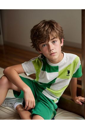 ست بالاتنه و پائین تنه سبز بچه گانه بافتنی U.S. Polo Assn. - کد 929222581