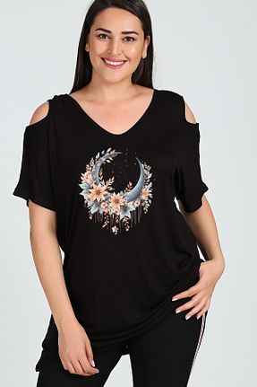 بلوز سایز بزرگ مشکی زنانه سایز بزرگ Curvy Trend - کد 929085131