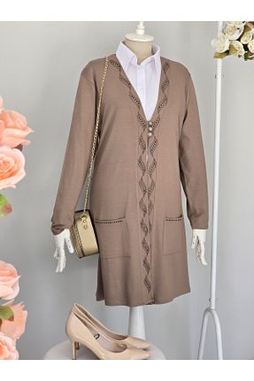 کت سایز بزرگ بژ زنانه ویسکون ENDAMIM - کد 929094999