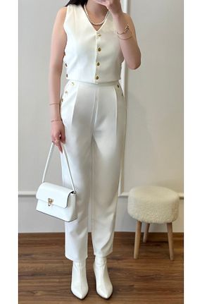 ست بالاتنه و پائین تنه سفید زنانه بافتنی Zims Butik - کد 929116879