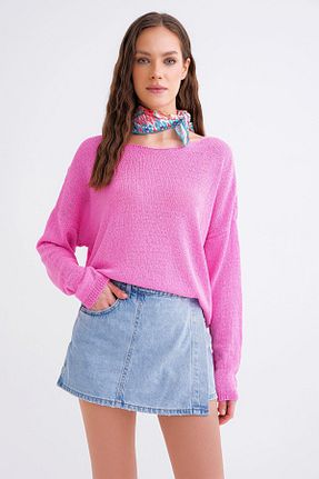 پلیور صورتی زنانه ساده Mixray - کد 929132361