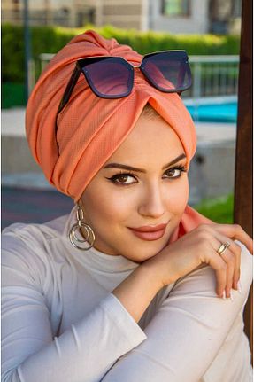 کلاه شنای حجاب نارنجی زنانه Aişe Tesettür - کد 929156453