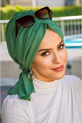 کلاه شنای حجاب سبز زنانه Aişe Tesettür - کد 929156452