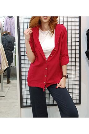 کت قرمز زنانه اورسایز Butik Şans - کد 921147185