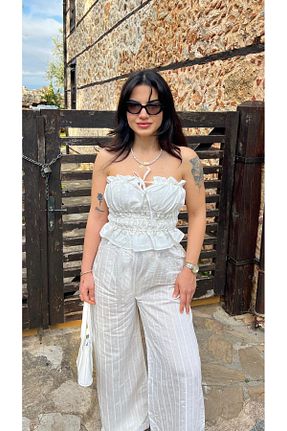 ست بالاتنه و پائین تنه سفید زنانه بافتنی Butik - کد 929158062