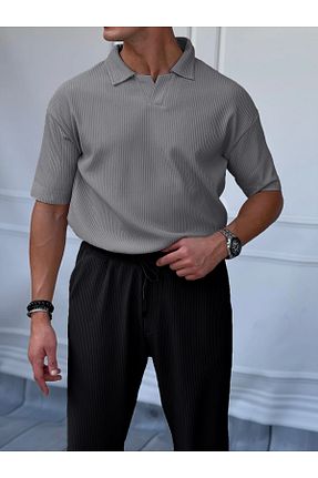 ست بالاتنه و پائین تنه طوسی مردانه بافتنی viperkombin - کد 929162322