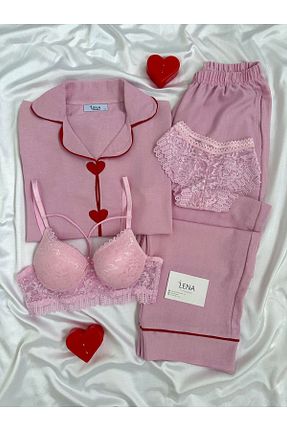 ست لباس راحتی صورتی زنانه ساده Lena Homewears - کد 929164202