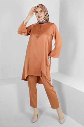 ست بالاتنه و پائین تنه حجاب نارنجی زنانه رگولار Alvina - کد 805631239