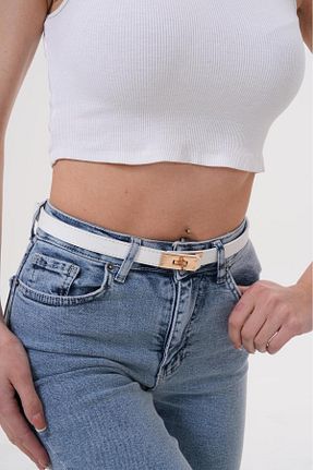 کمربند سفید زنانه چرم مصنوعی Desre Moda - کد 929180498