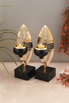 شمعدان و شمع گیر زرد فلزی AKSESUAR EVRENİ - کد 929215387