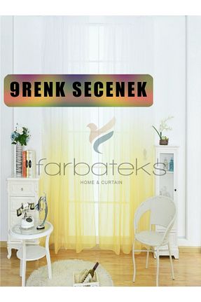 پرده توری زرد ریل دار farbateks - کد 96974268