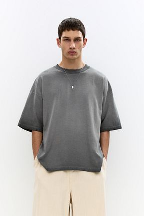 تیشرت طوسی مردانه Boxy Pull & Bear - کد 929222756