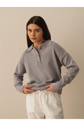 پلیور طوسی زنانه ساده Xint - کد 673686167