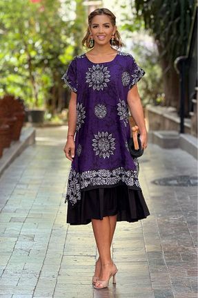 لباس بنفش زنانه بافتنی Nevin Kaya Moda - کد 929227233