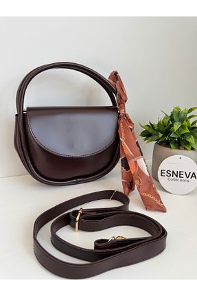 کیف دوشی قهوه ای زنانه چرم مصنوعی ESNEVA - کد 929228166