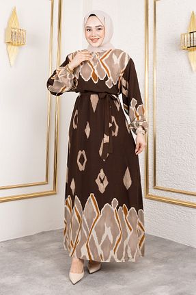 لباس حجاب قهوه ای زنانه رگولار Tesettür Dünyası - کد 929229503