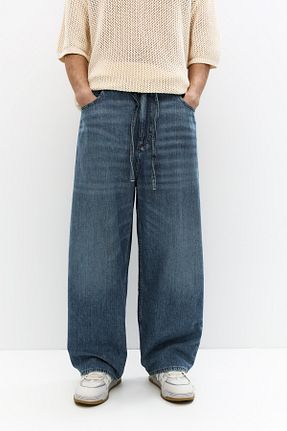 شلوار جین آبی مردانه پاچه پهن Pull & Bear - کد 929245605