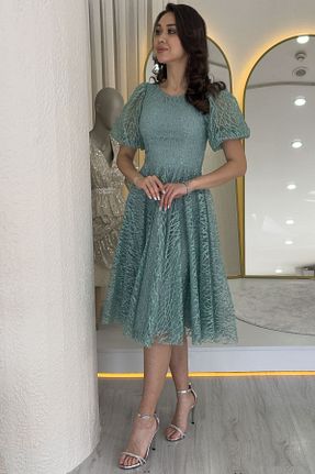 لباس مجلسی و فارغ التحصیلی فیروزه ای زنانه توری the ZKS - کد 929253861