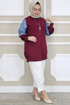 تونیک حجاب زرشکی زنانه پنبه ای PYS - کد 929245804