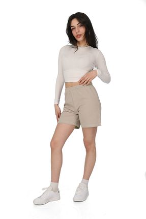 شلوارک و برمودا بژ زنانه اورسایز lemontpiel - کد 929260420