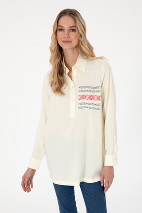 پیراهن بژ زنانه یقه پیراهنی U.S. Polo Assn. - کد 929265734
