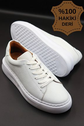 کفش اسنیکر سفید مردانه چرم اصل DUMMET - کد 927815290