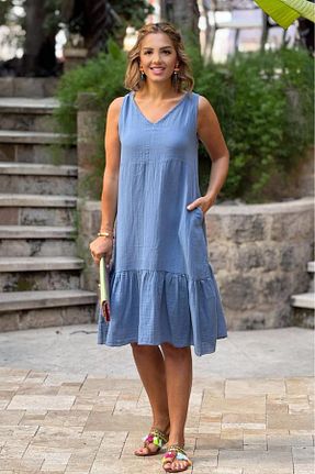 لباس آبی زنانه بافتنی Nevin Kaya Moda - کد 929263631