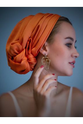 روسری نارنجی کرپ Bitter Colors - کد 455212103