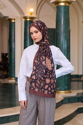 شال زرشکی زنانه پنبه پلی استر İpekhan - کد 929273455